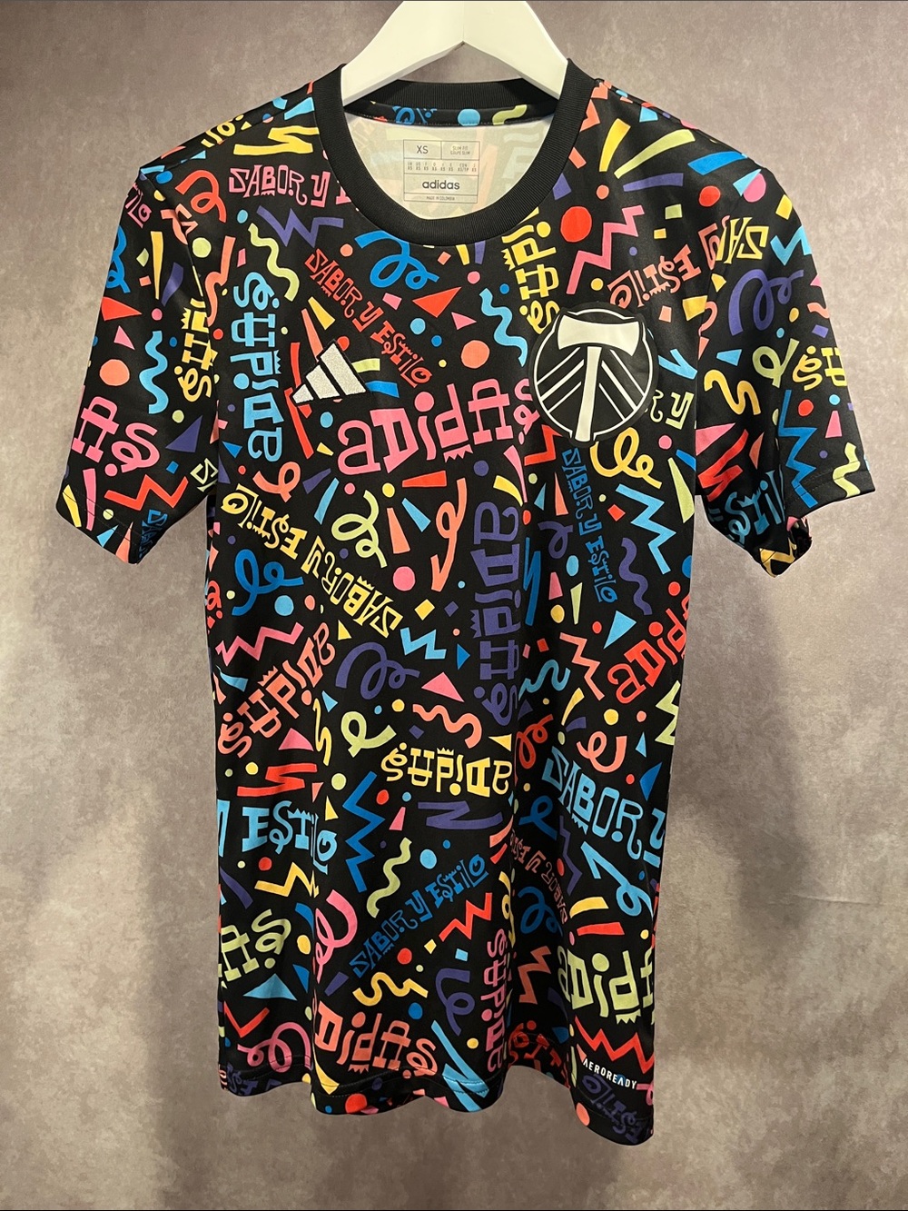 adidas Portland Timbers Multicolor Graphic Sabor Tee size XS
